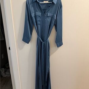Elegant Blue Shirt Dress